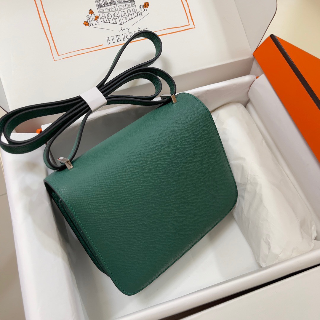 Hermes Constance 18 Mini Shoulder Bag In Vert Emeraude Epsom Leather